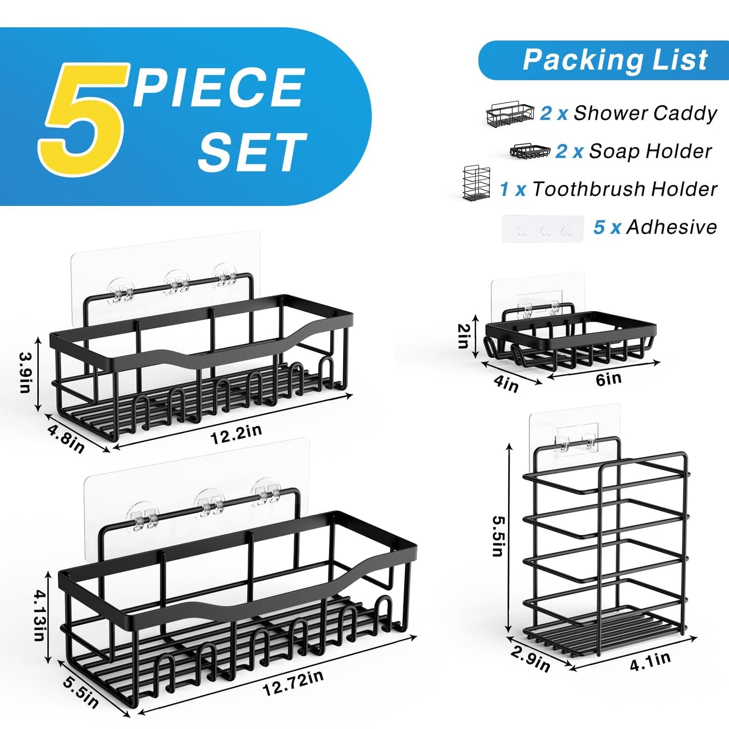 EUDELE No-Drill Shower Shelves for Bathroom Storage