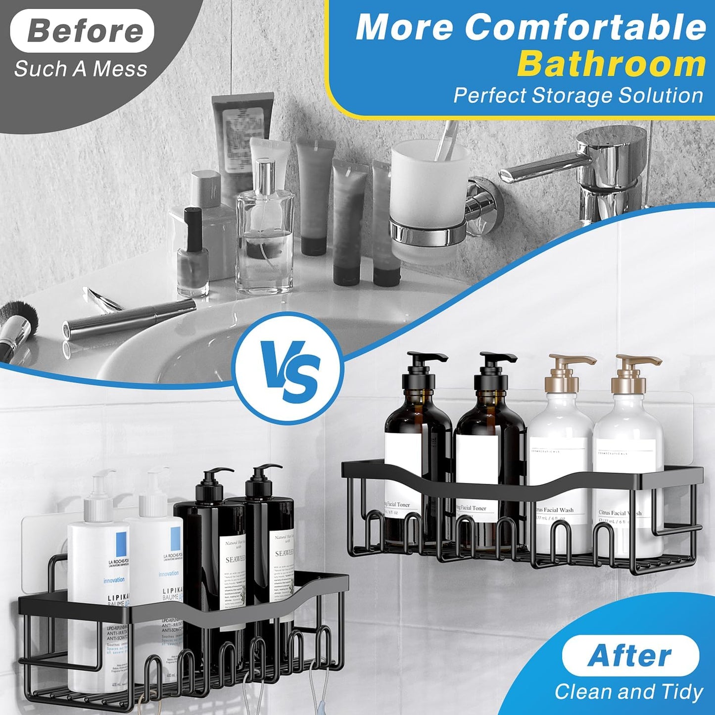 EUDELE No-Drill Shower Shelves for Bathroom Storage