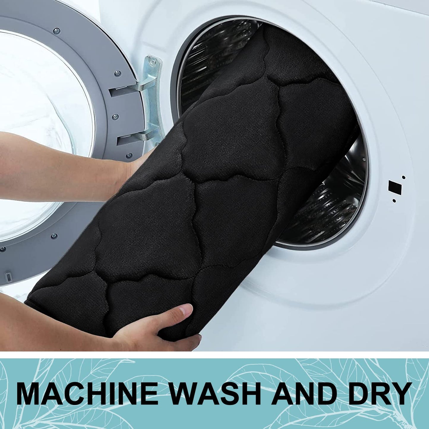 OLANLY Absorbent Memory Foam Bath Rug – Black