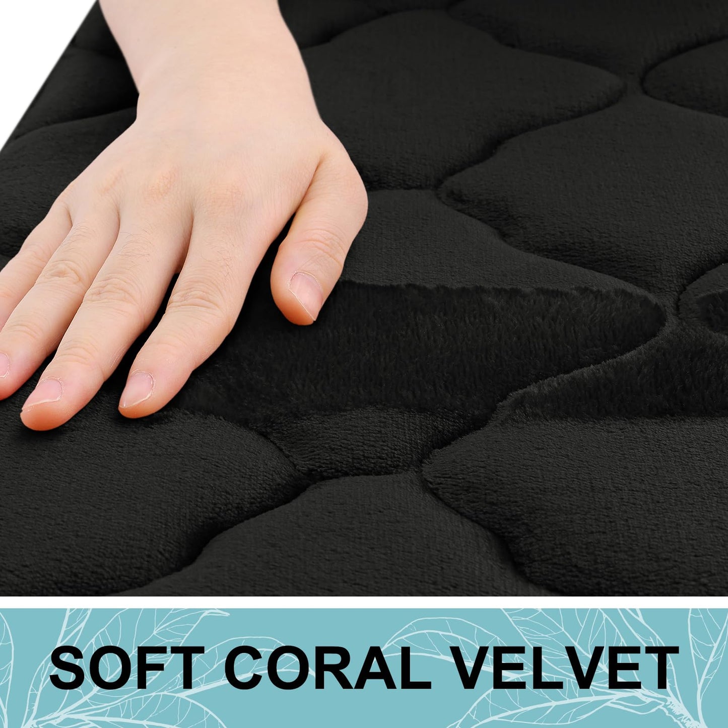 OLANLY Absorbent Memory Foam Bath Rug – Black