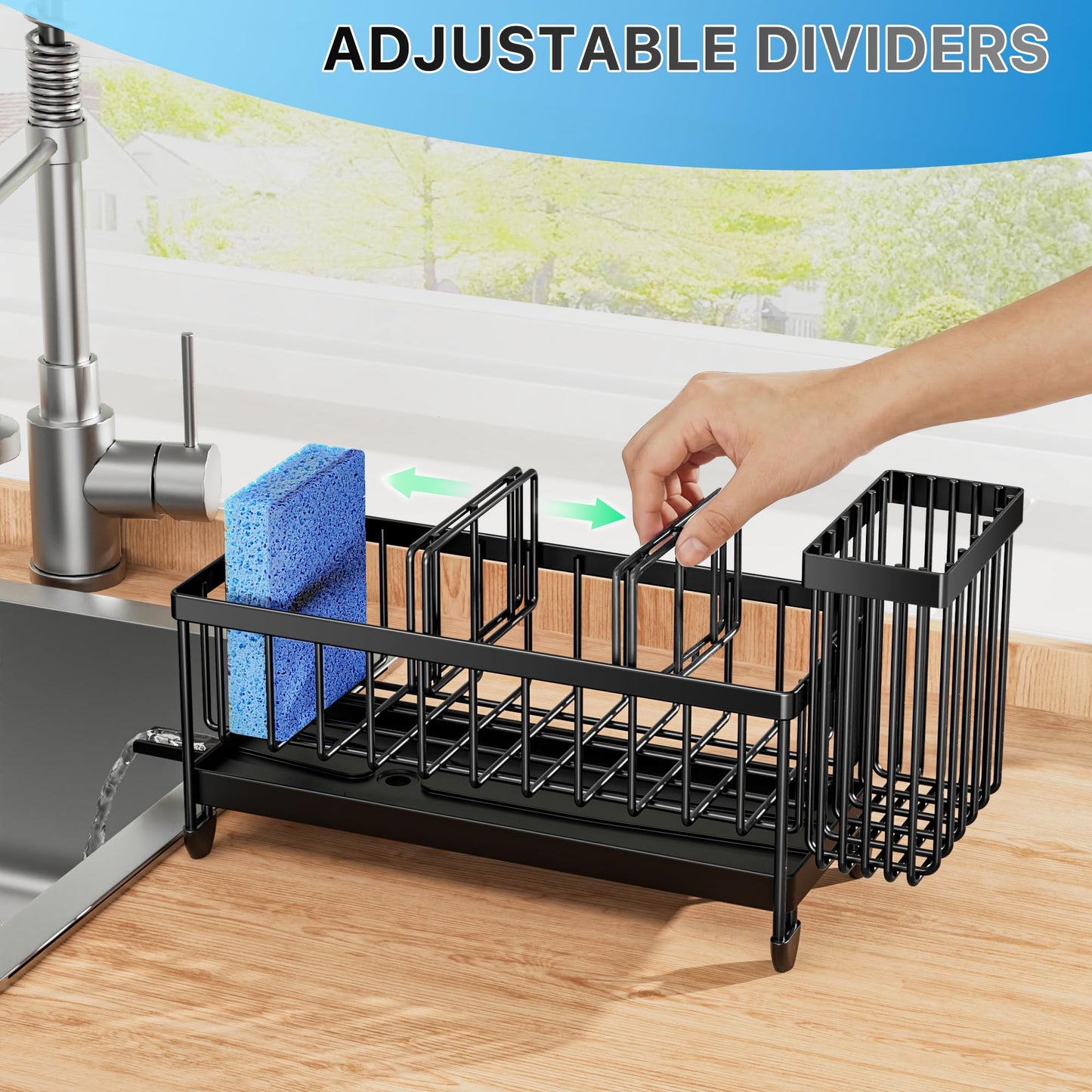 Cisily Sink Organizer with Brush Holder – Black