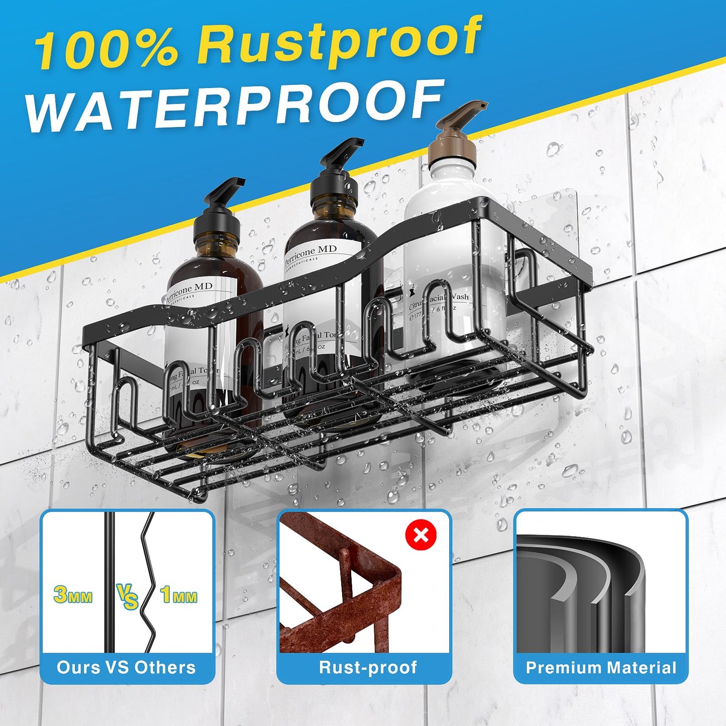 EUDELE No-Drill Shower Shelves for Bathroom Storage