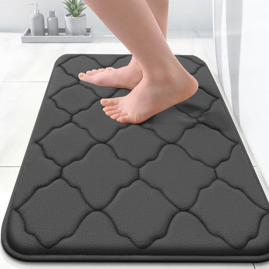 OLANLY Absorbent Memory Foam Bath Rug – Black